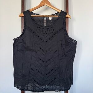 GAP Black Eyelet Sleeveless Top, EUC, Women’s XL